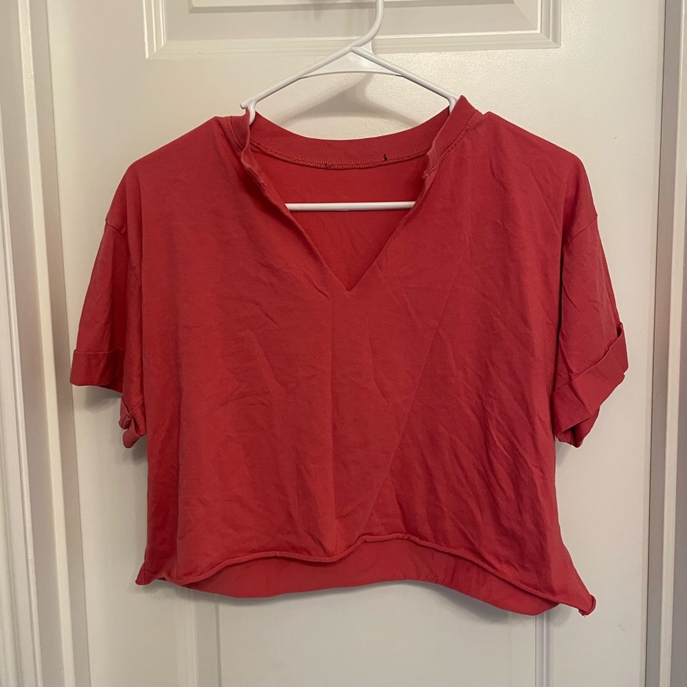 Red-orange cropped top